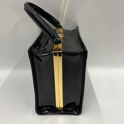 VERSACE Hand Bag Tote Purse Patent Leather Black Authentic