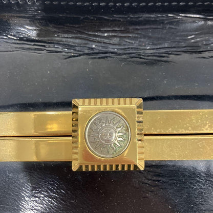 VERSACE Hand Bag Tote Purse Patent Leather Black Authentic