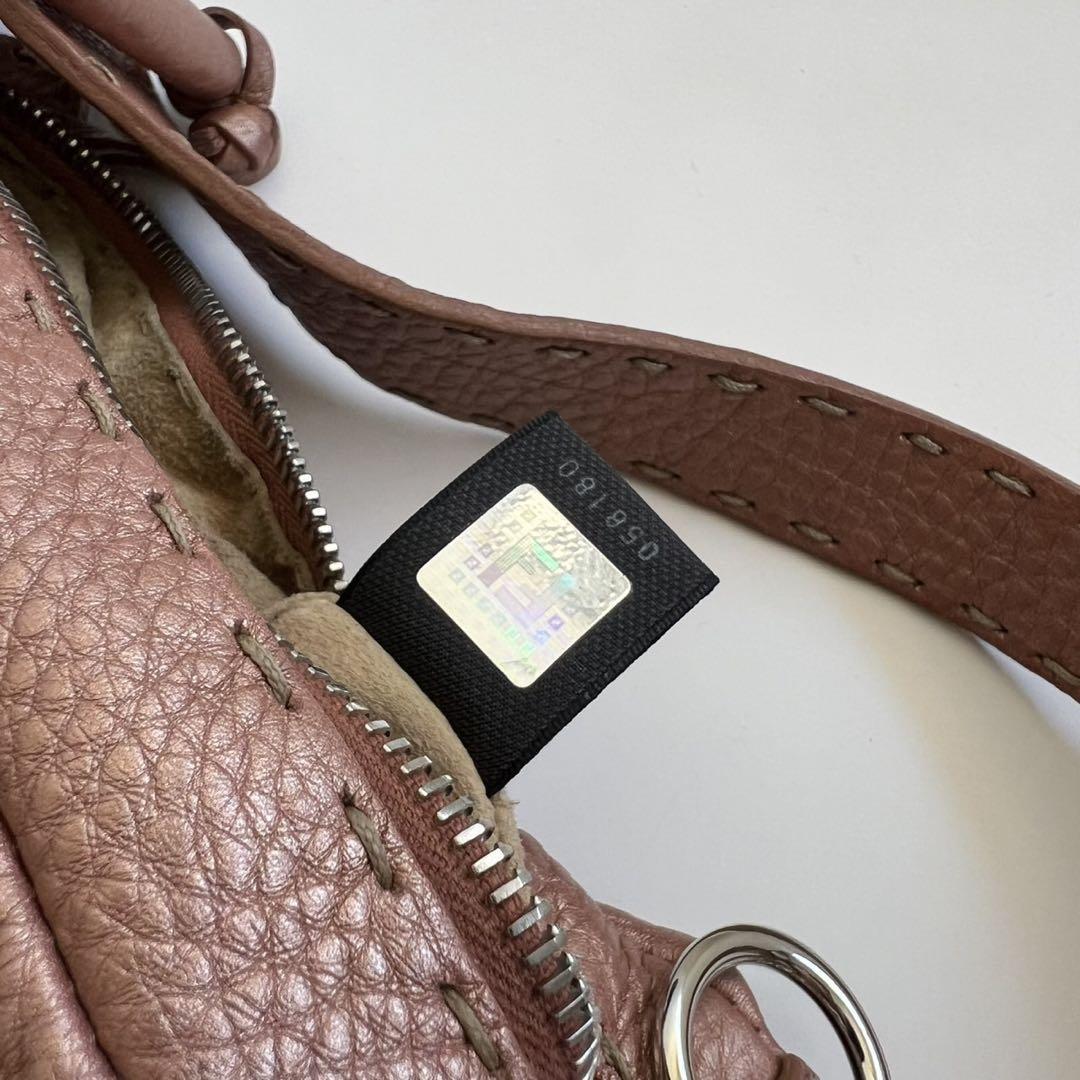 FENDI Shoulder Bag Purse Selleria Leather Pink Authentic