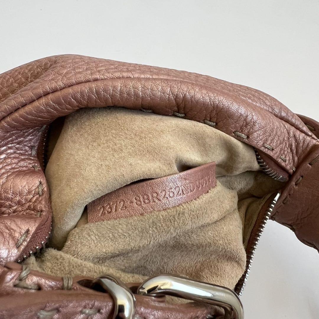 FENDI Shoulder Bag Purse Selleria Leather Pink Authentic