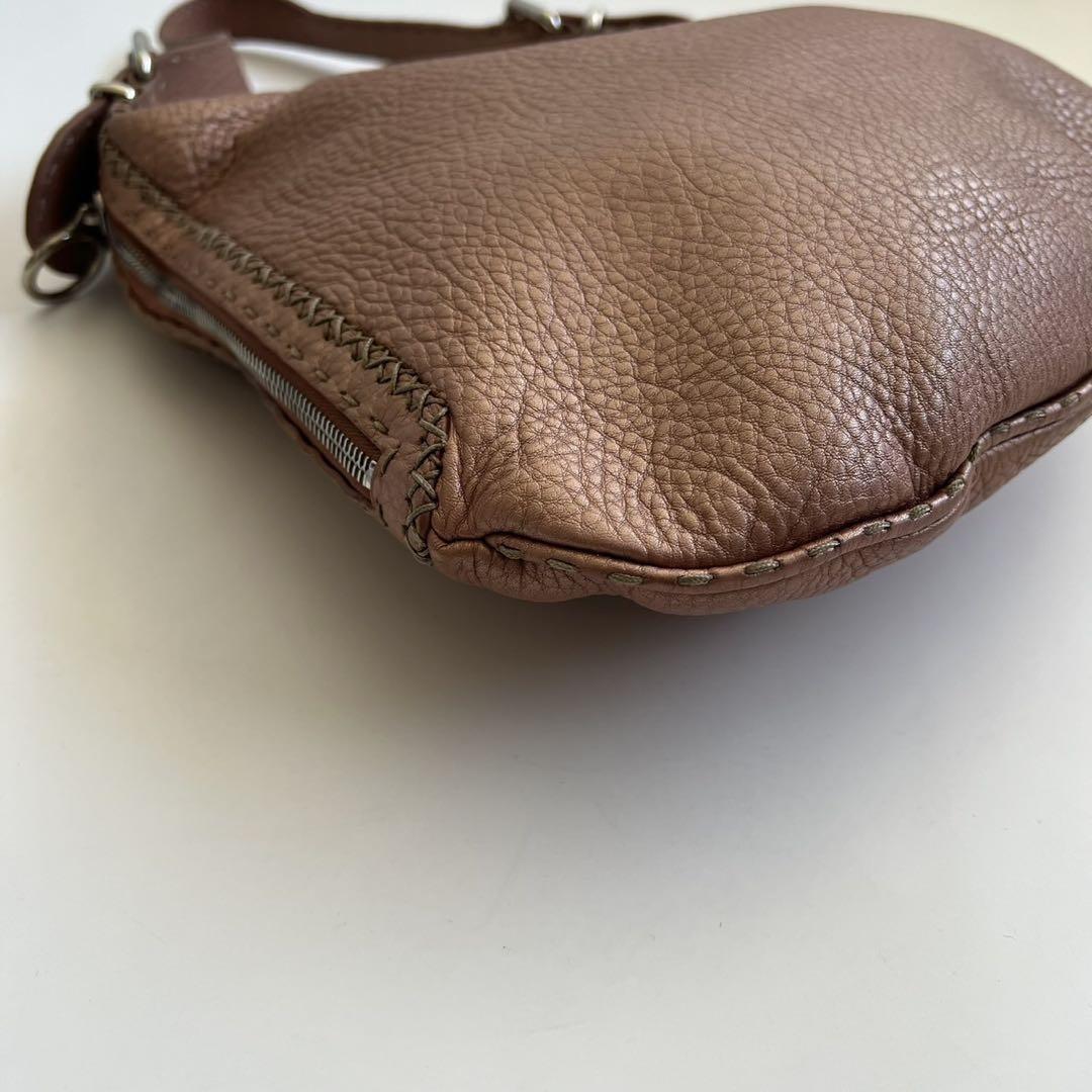 FENDI Shoulder Bag Purse Selleria Leather Pink Authentic