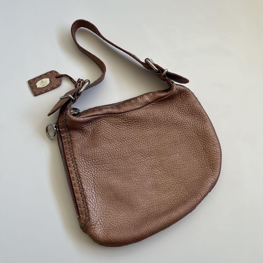 FENDI Shoulder Bag Purse Selleria Leather Pink Authentic