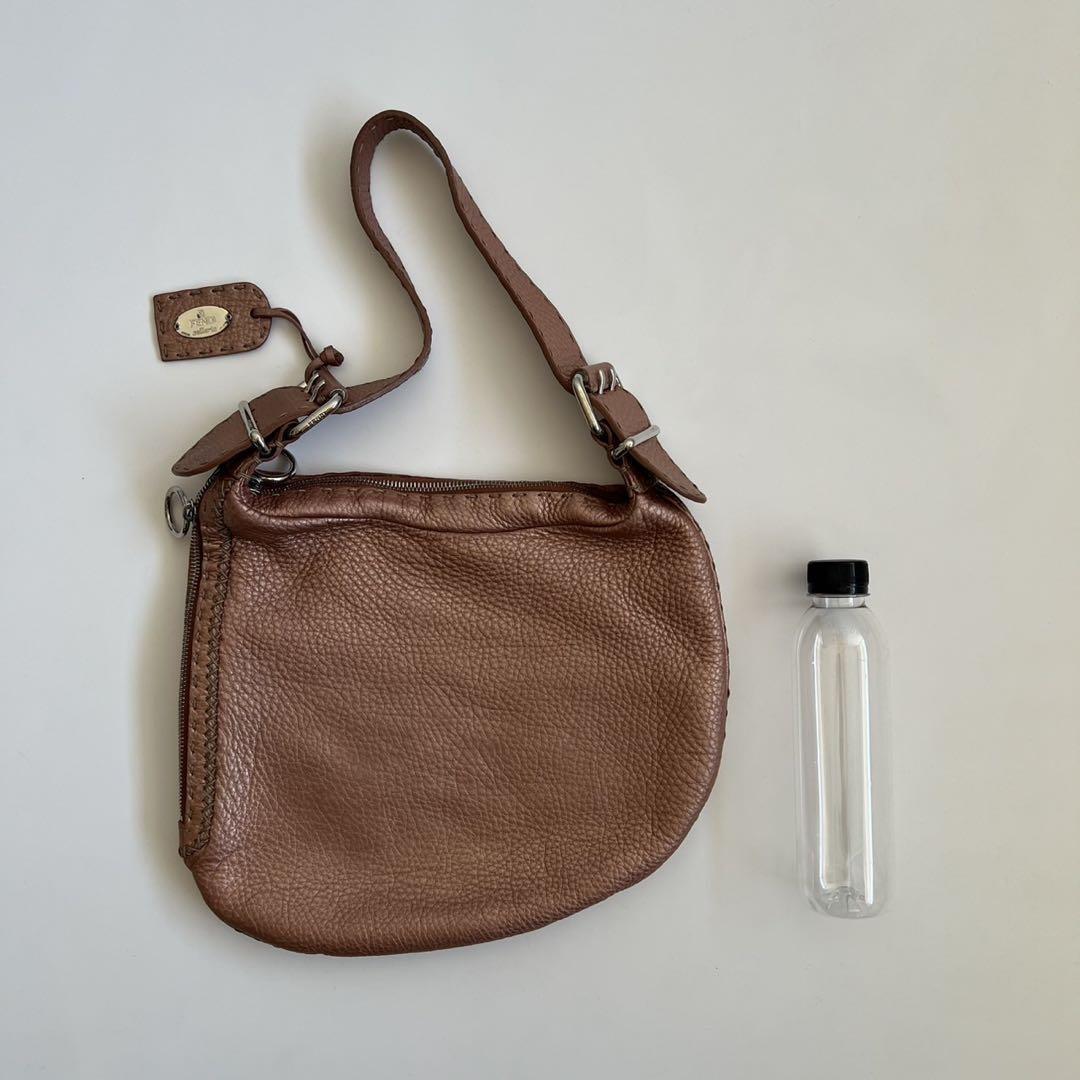 FENDI Shoulder Bag Purse Selleria Leather Pink Authentic