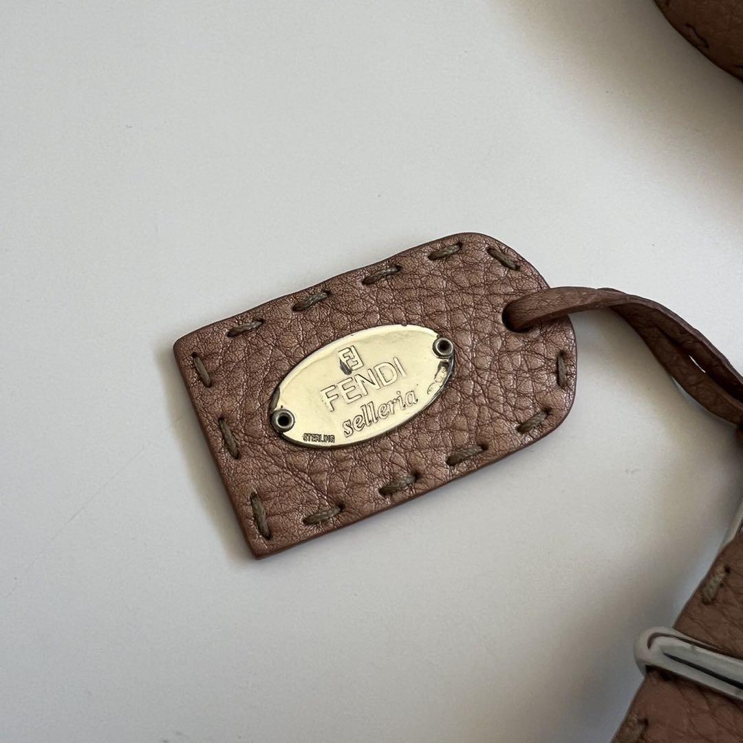 FENDI Shoulder Bag Purse Selleria Leather Pink Authentic