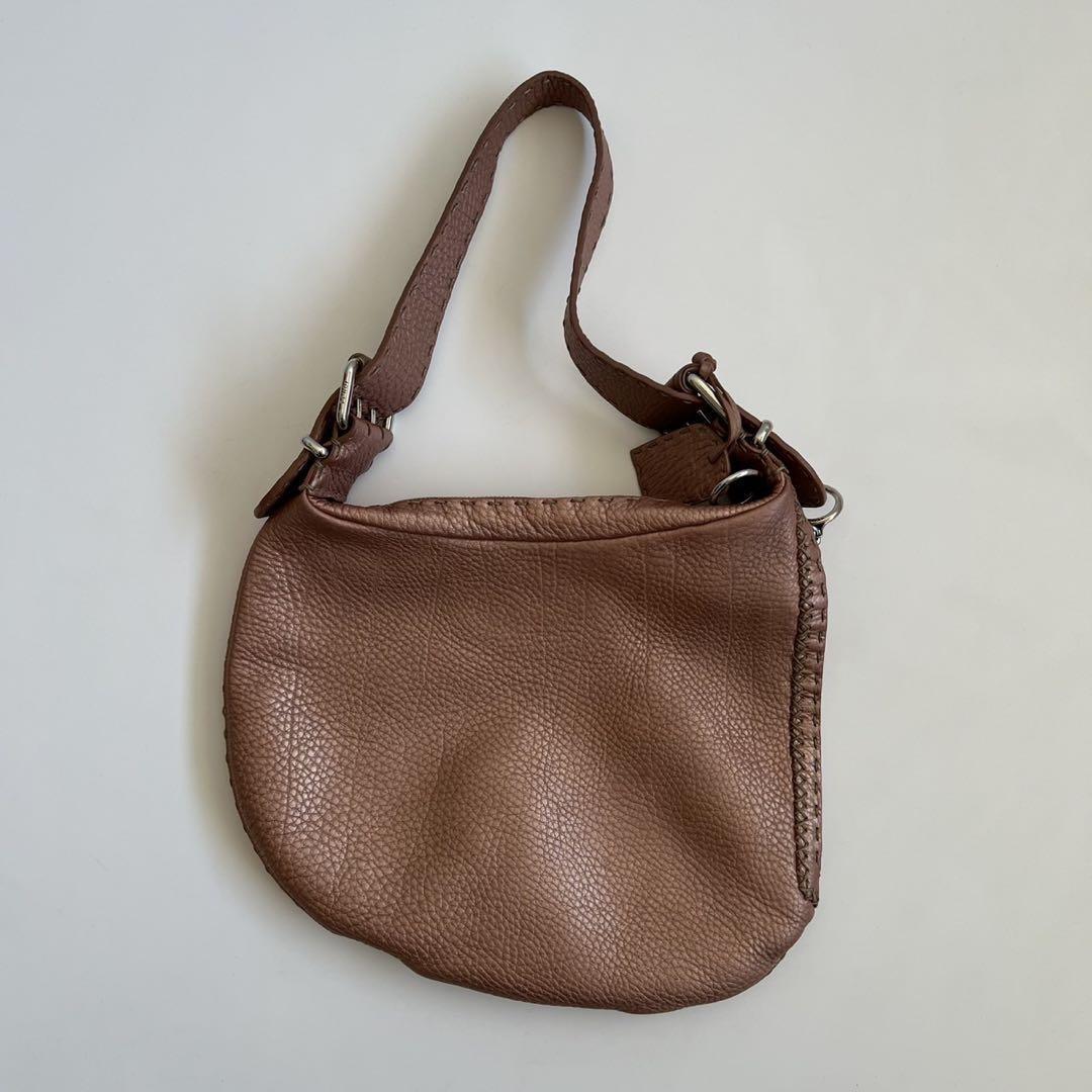 FENDI Shoulder Bag Purse Selleria Leather Pink Authentic