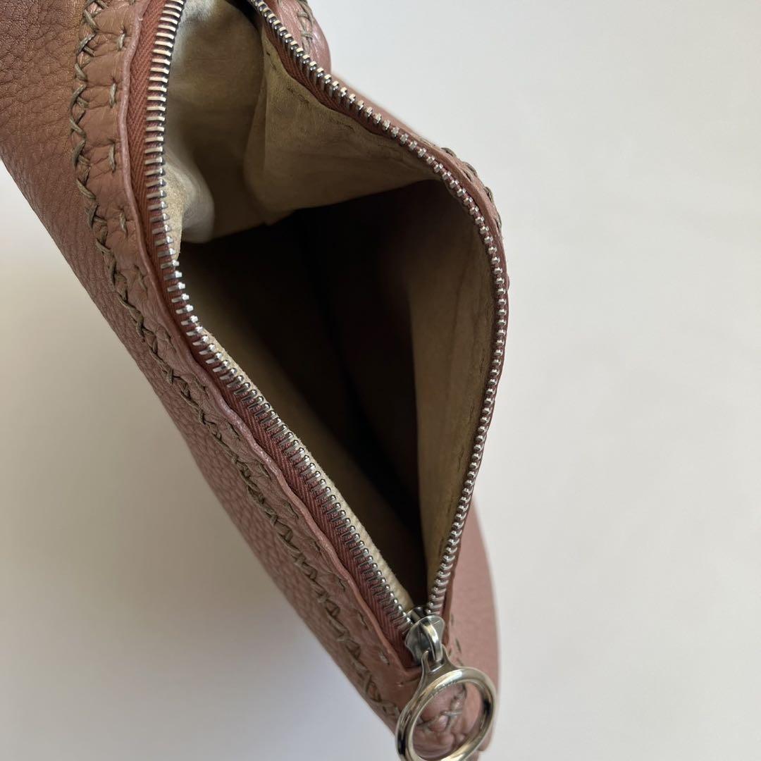 FENDI Shoulder Bag Purse Selleria Leather Pink Authentic