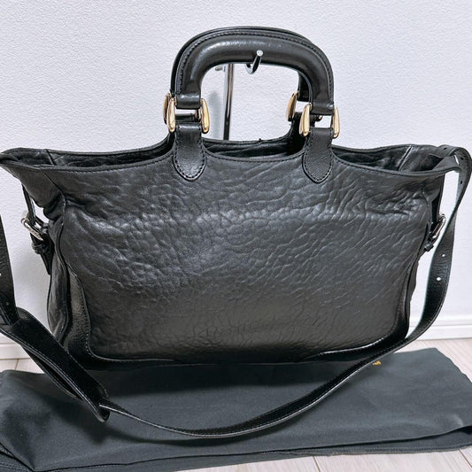 FENDI Hand Shoulder Bag Tote Purse 2way Leather Black Authentic