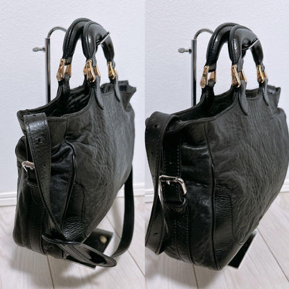 FENDI Hand Shoulder Bag Tote Purse 2way Leather Black Authentic