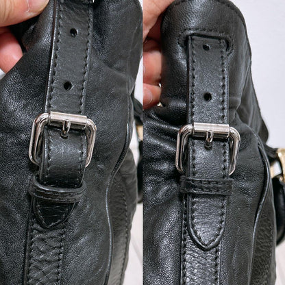 FENDI Hand Shoulder Bag Tote Purse 2way Leather Black Authentic