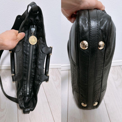 FENDI Hand Shoulder Bag Tote Purse 2way Leather Black Authentic