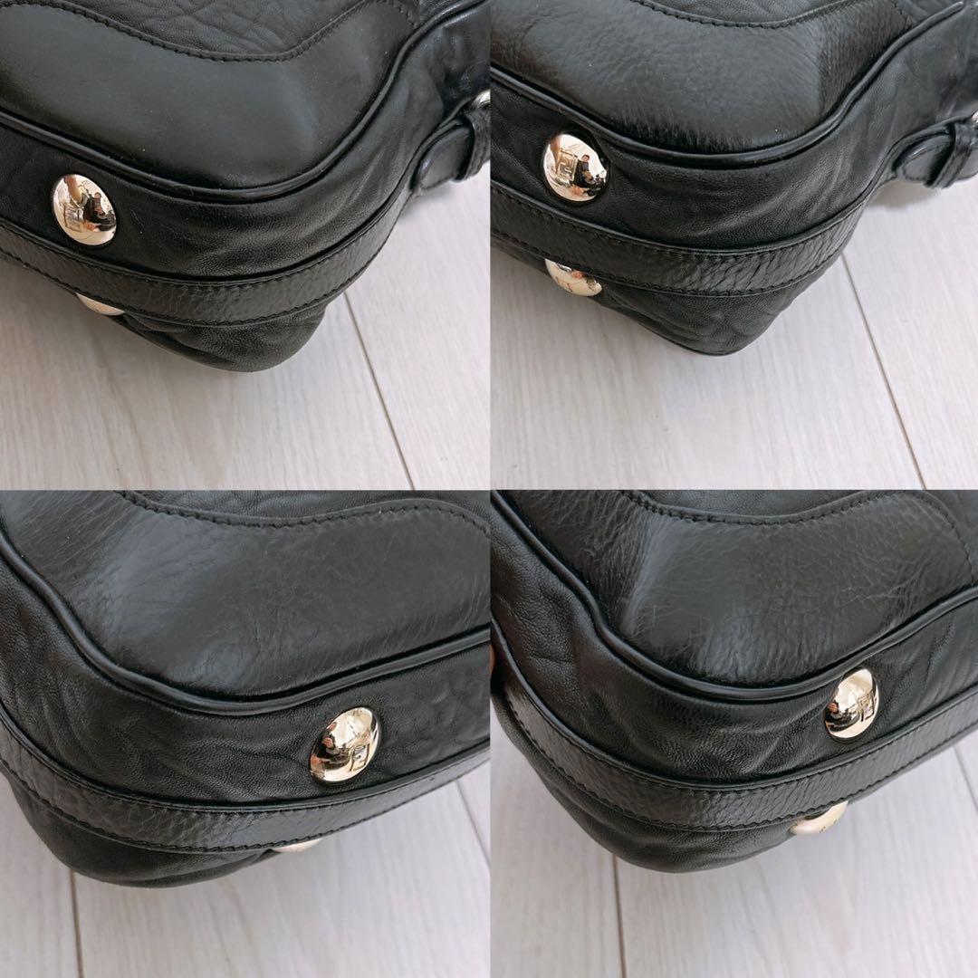 FENDI Hand Shoulder Bag Tote Purse 2way Leather Black Authentic