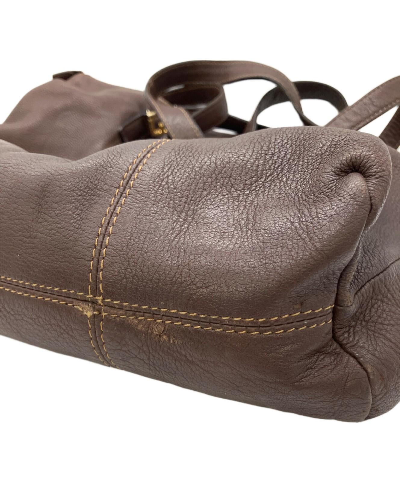 FENDI Hand Bag Tote Purse FF Brown Authentic