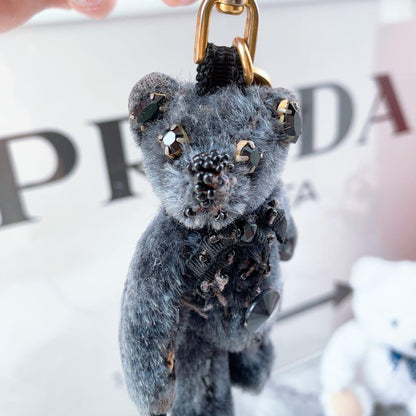 PRADA Key Ring Keychain Bag Charm Bear Black Authentic