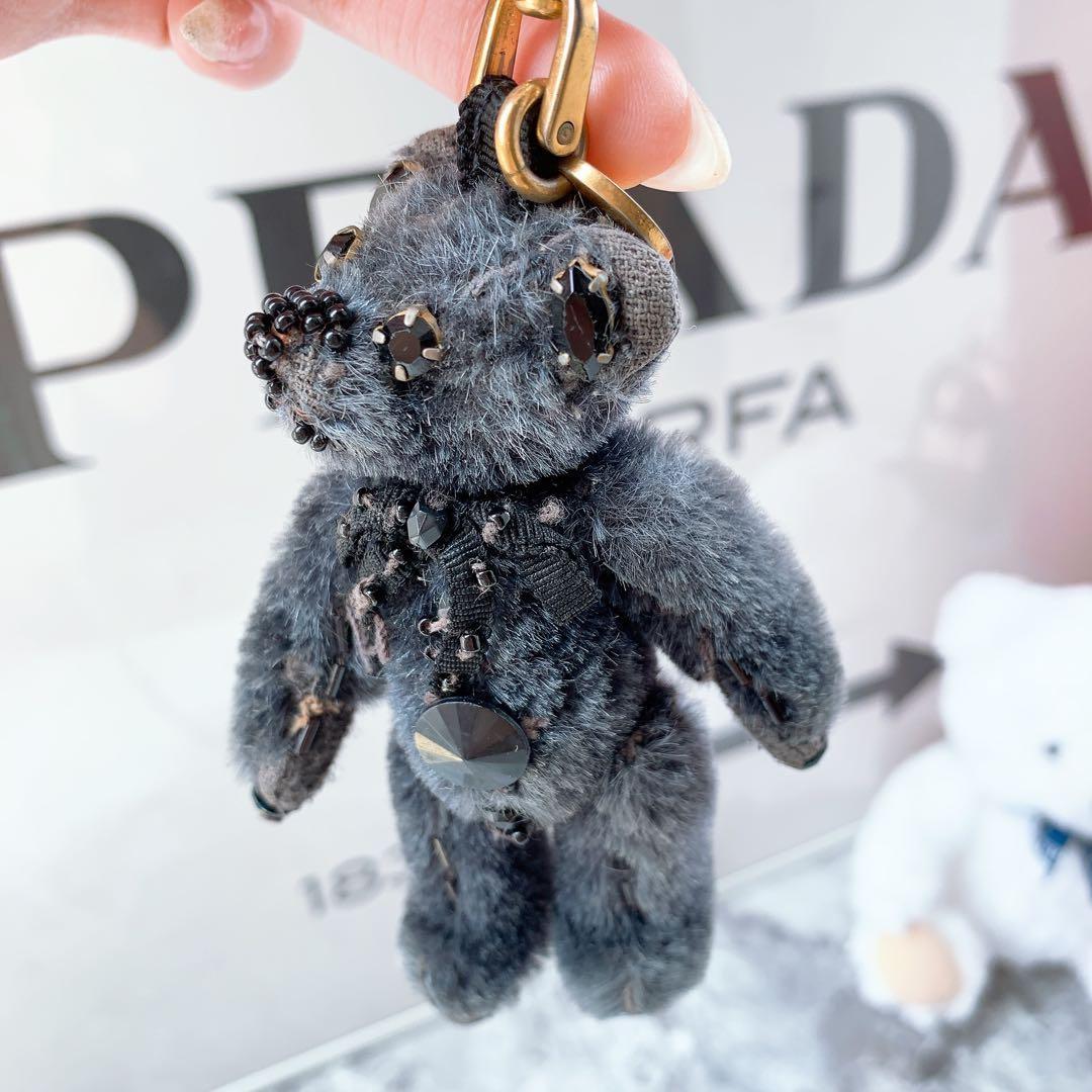 PRADA Key Ring Keychain Bag Charm Bear Black Authentic