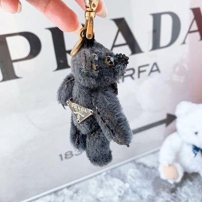 PRADA Key Ring Keychain Bag Charm Bear Black Authentic