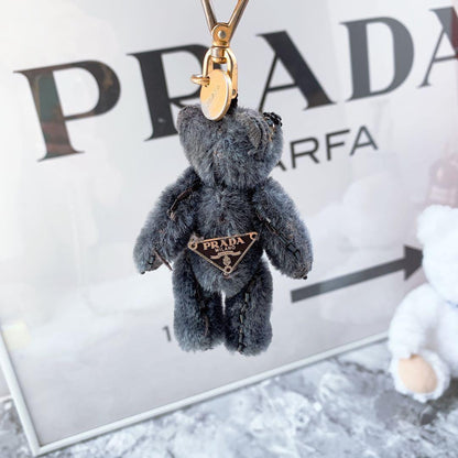 PRADA Key Ring Keychain Bag Charm Bear Black Authentic