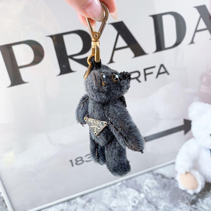 PRADA Key Ring Keychain Bag Charm Bear Black Authentic