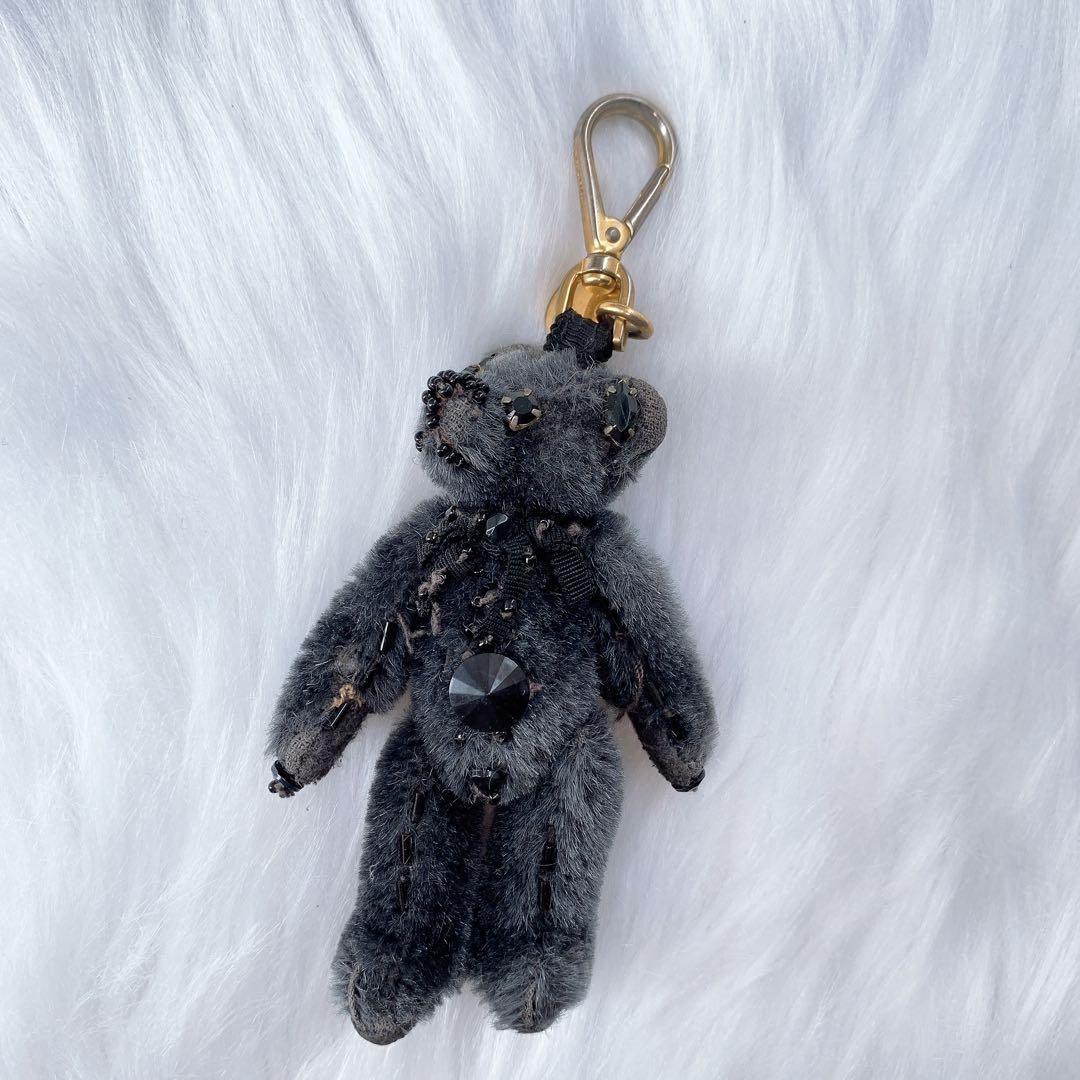 PRADA Key Ring Keychain Bag Charm Bear Black Authentic