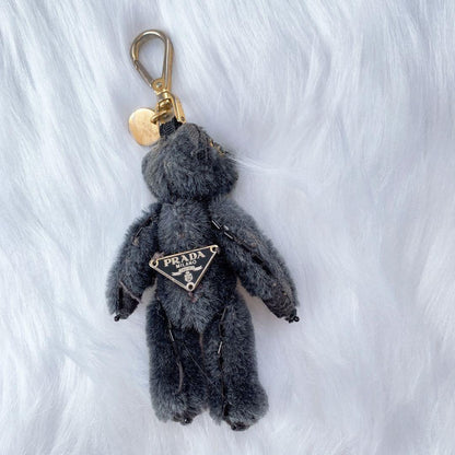 PRADA Key Ring Keychain Bag Charm Bear Black Authentic