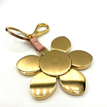 PRADA Key Ring Keychain Bag Charm Flower Pink White Authentic