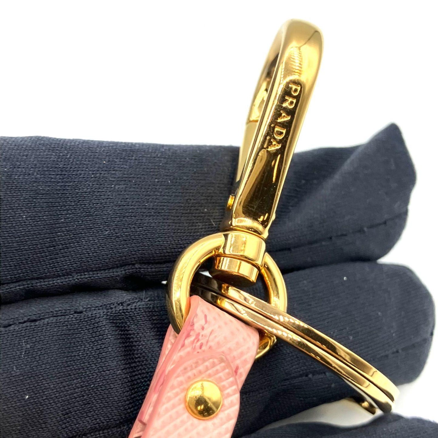 PRADA Key Ring Keychain Bag Charm Flower Pink White Authentic