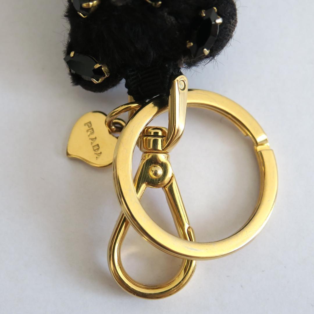 PRADA Key Ring Keychain Bag Charm Bear Black Red Authentic