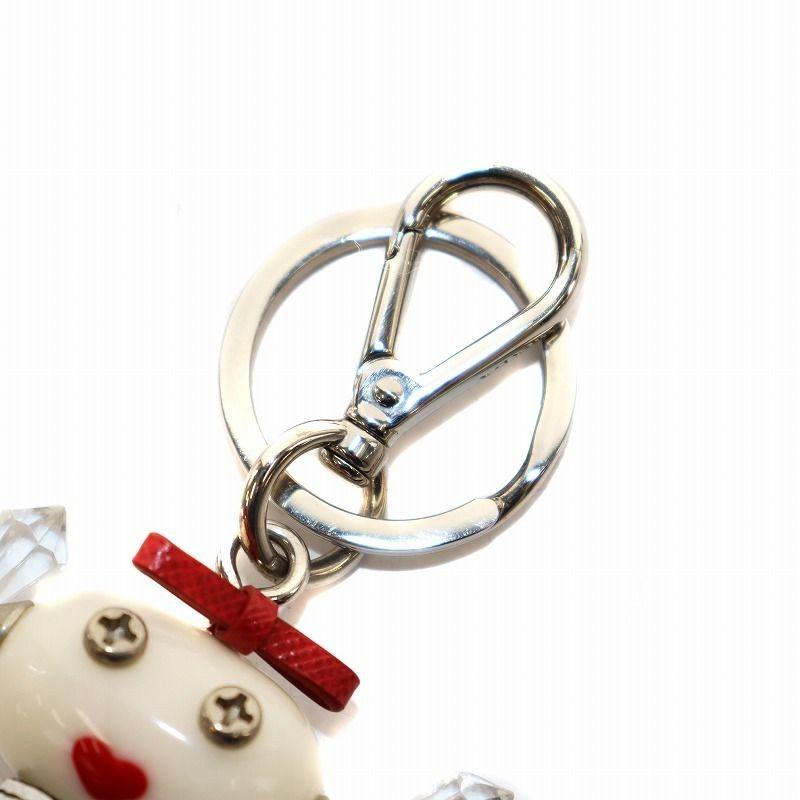 PRADA Key Ring Keychain Bag Charm Robot White Black Red Authentic