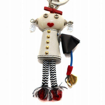 PRADA Key Ring Keychain Bag Charm Robot White Black Red Authentic