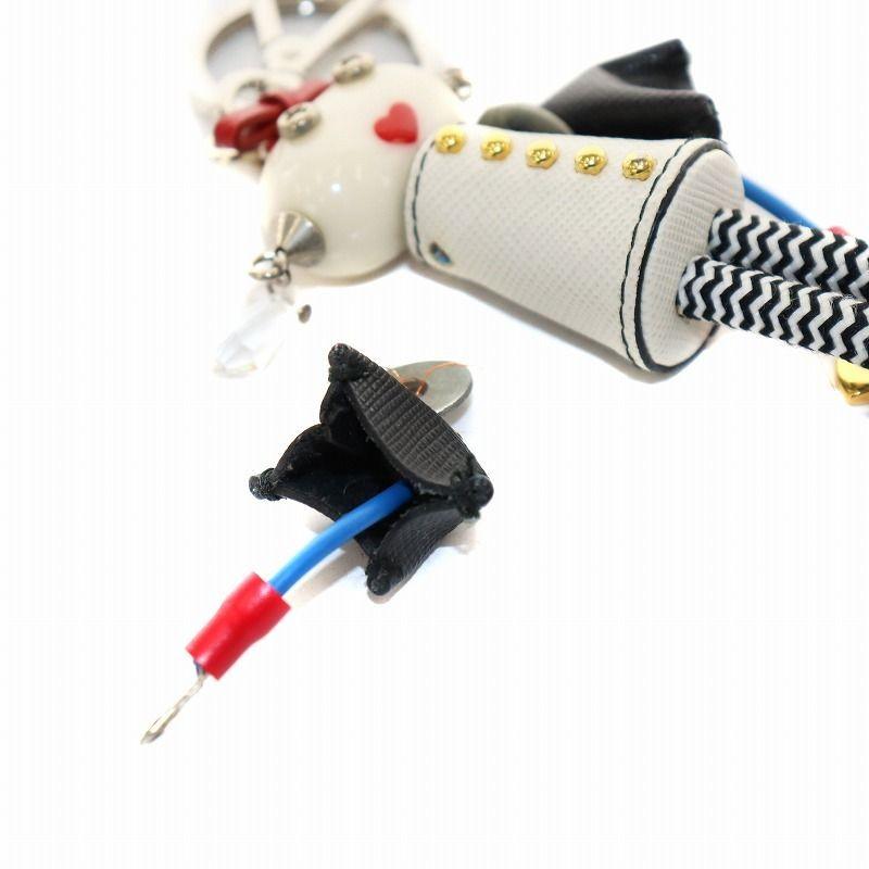 PRADA Key Ring Keychain Bag Charm Robot White Black Red Authentic