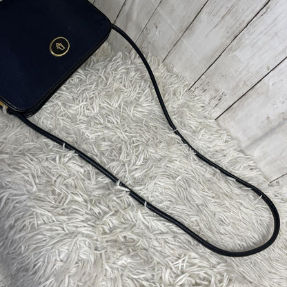 Christian Dior Shoulder Bag Purse Logo Leather Navy Authentic