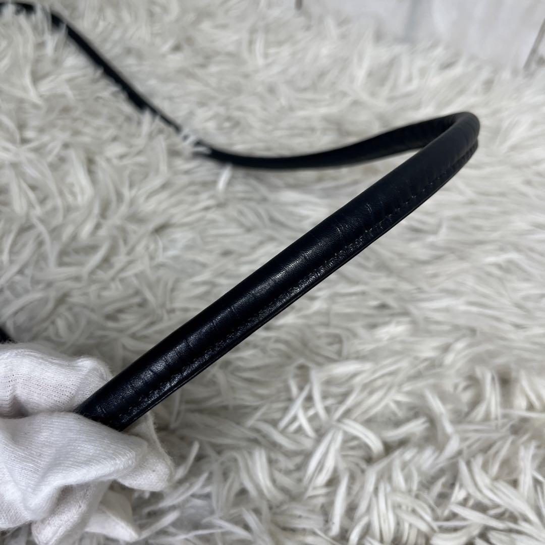 Christian Dior Shoulder Bag Purse Logo Leather Navy Authentic