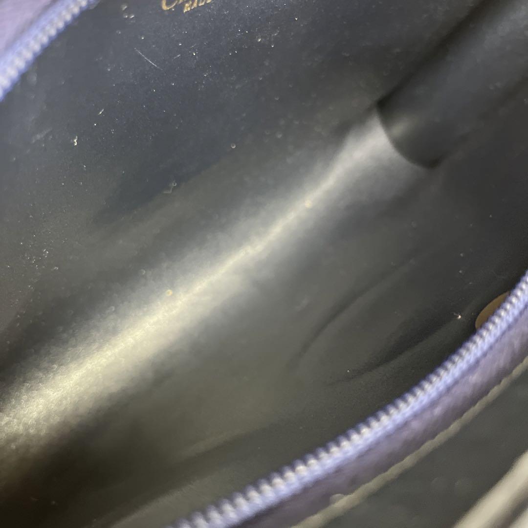 Christian Dior Shoulder Bag Purse Logo Leather Navy Authentic