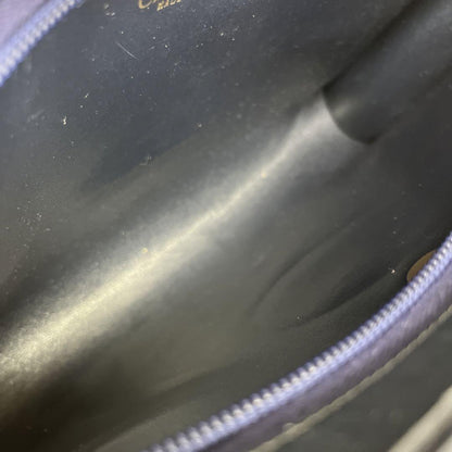 Christian Dior Shoulder Bag Purse Logo Leather Navy Authentic