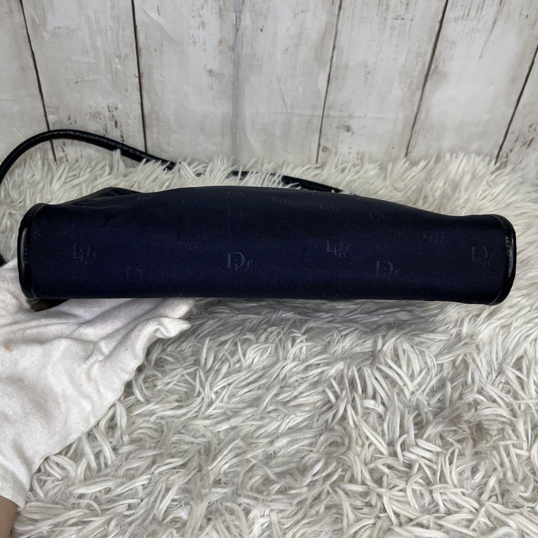 Christian Dior Shoulder Bag Purse Logo Leather Navy Authentic