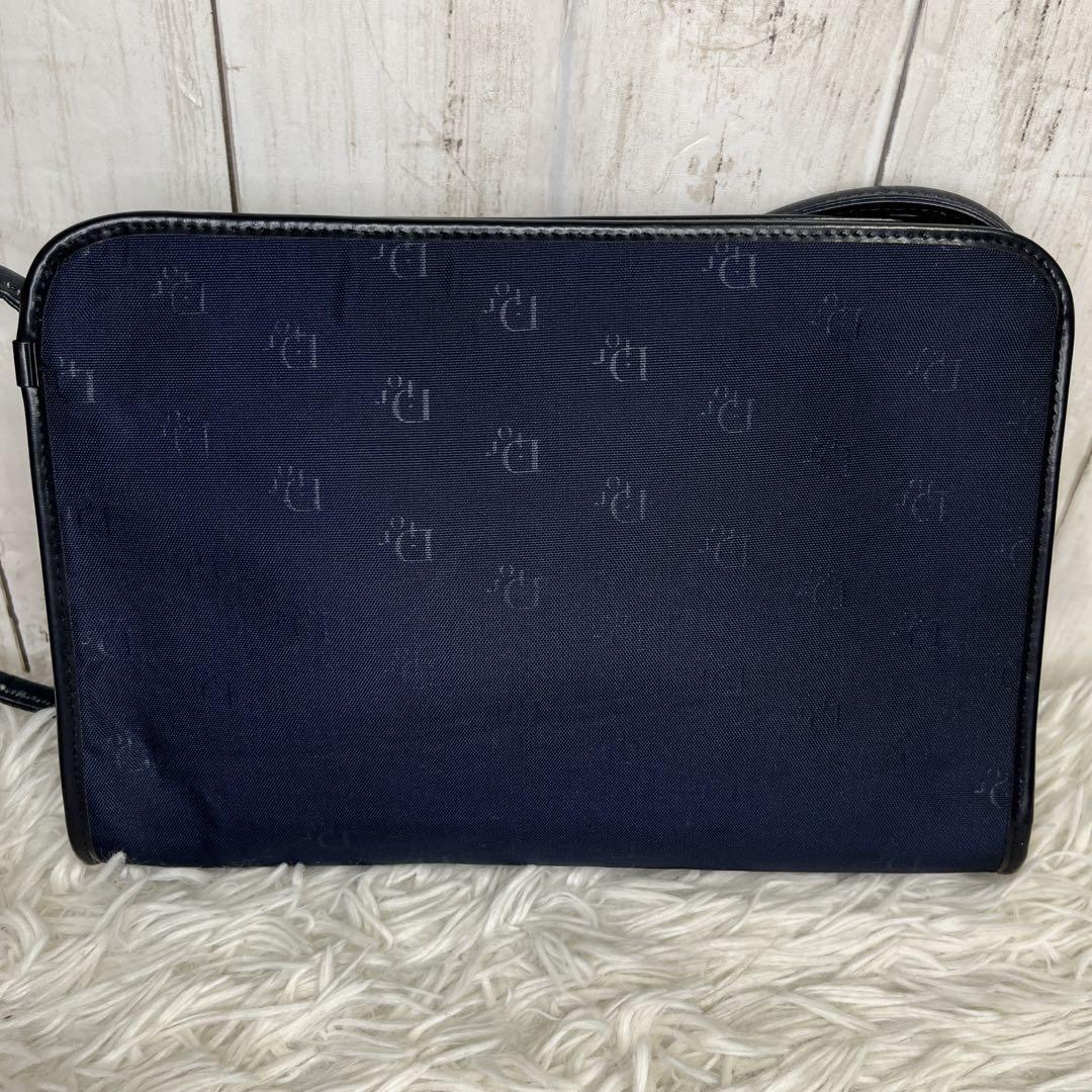 Christian Dior Shoulder Bag Purse Logo Leather Navy Authentic
