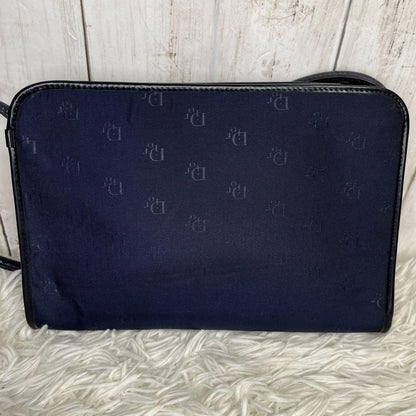 Christian Dior Shoulder Bag Purse Logo Leather Navy Authentic