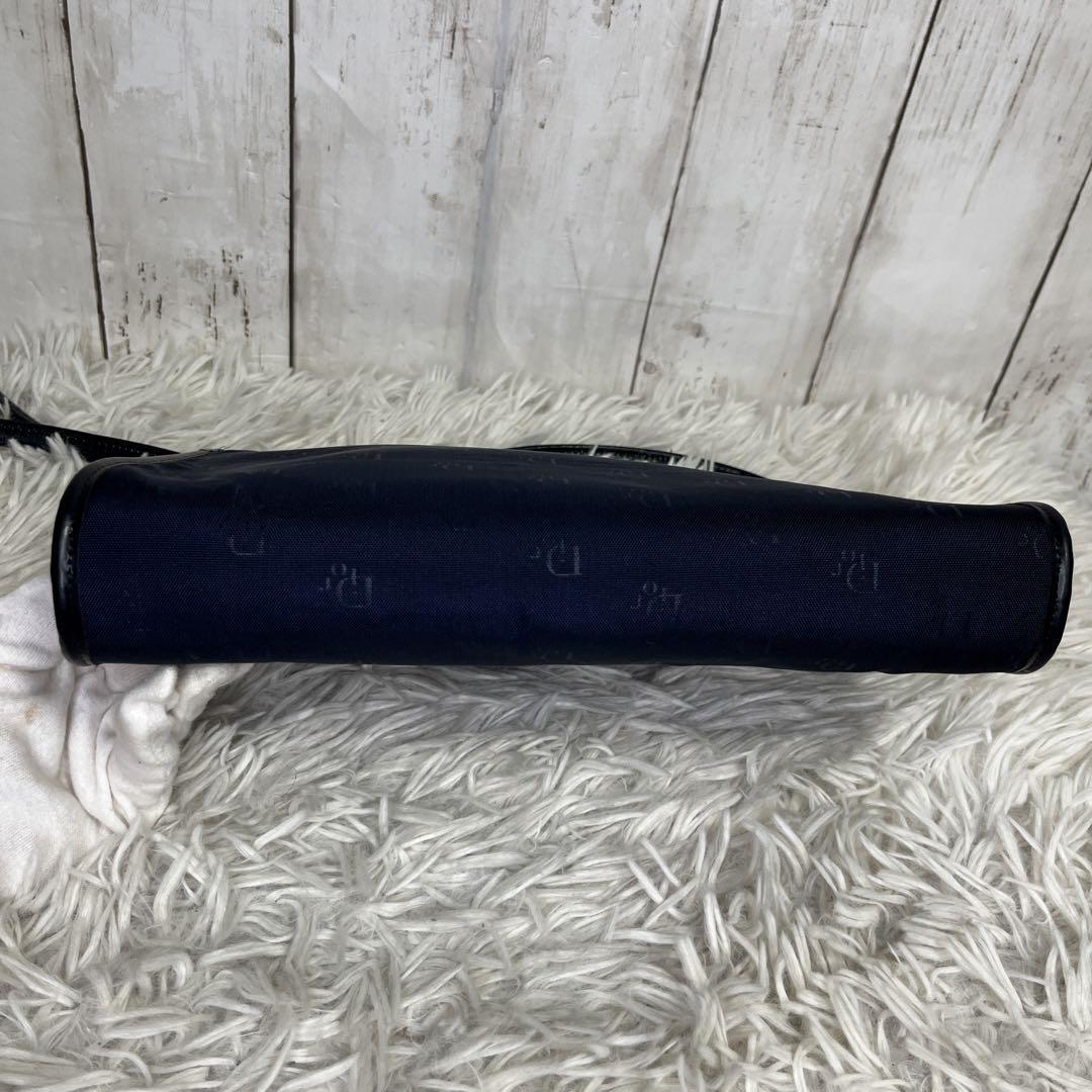 Christian Dior Shoulder Bag Purse Logo Leather Navy Authentic