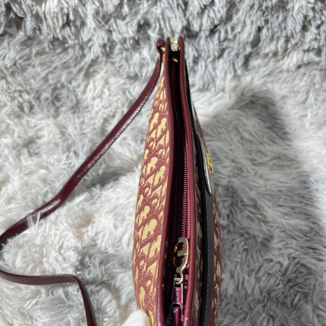 Christian Dior Hand Shoulder Bag Tote Purse Trotter Canvas Leather Bordeaux Auth