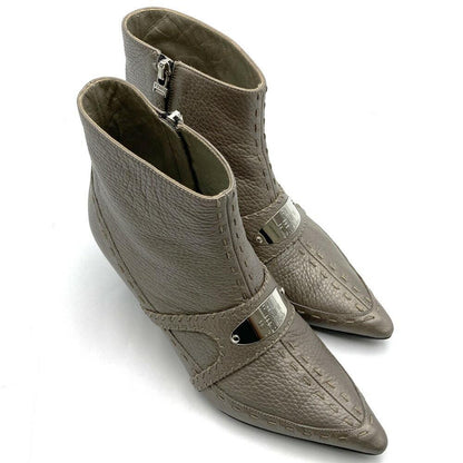 FENDI Short Boots Shoes EU 36 US 6 Leather Gray Authentic