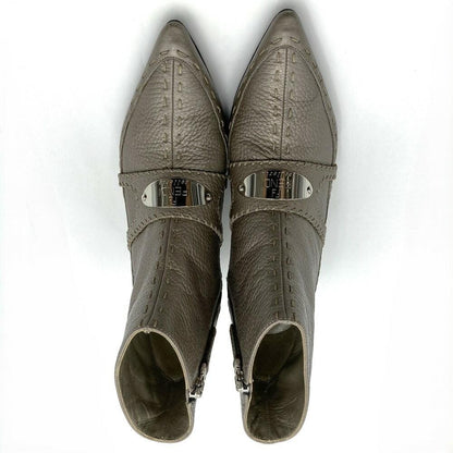 FENDI Short Boots Shoes EU 36 US 6 Leather Gray Authentic