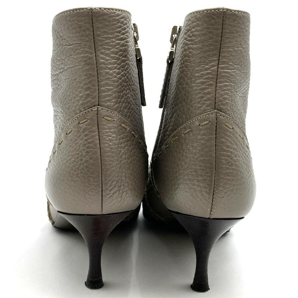 FENDI Short Boots Shoes EU 36 US 6 Leather Gray Authentic
