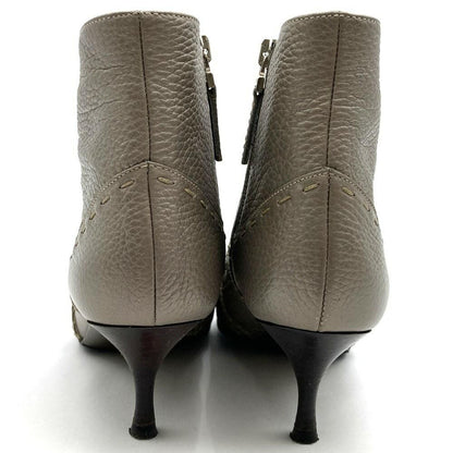 FENDI Short Boots Shoes EU 36 US 6 Leather Gray Authentic