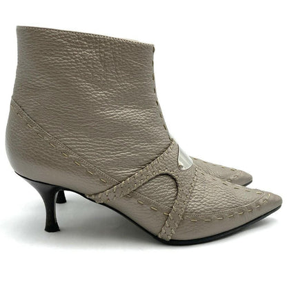 FENDI Short Boots Shoes EU 36 US 6 Leather Gray Authentic