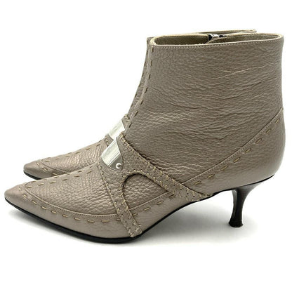 FENDI Short Boots Shoes EU 36 US 6 Leather Gray Authentic