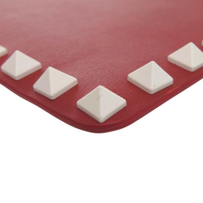 Valentino Garavani Clutch Bag Second Bag Rockstuds Leather Red Authentic