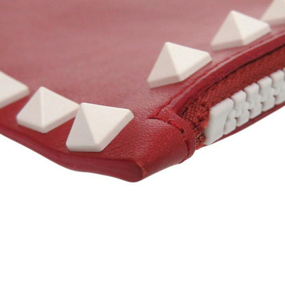 Valentino Garavani Clutch Bag Second Bag Rockstuds Leather Red Authentic