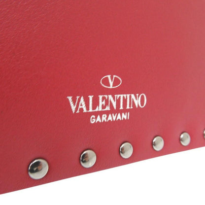 Valentino Garavani Clutch Bag Second Bag Rockstuds Leather Red Authentic