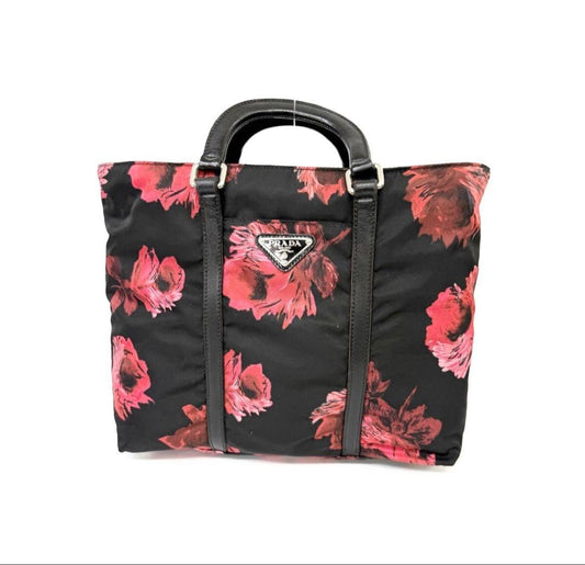 PRADA Hand Bag Tote Purse Logo Nylon Multicolor Authentic