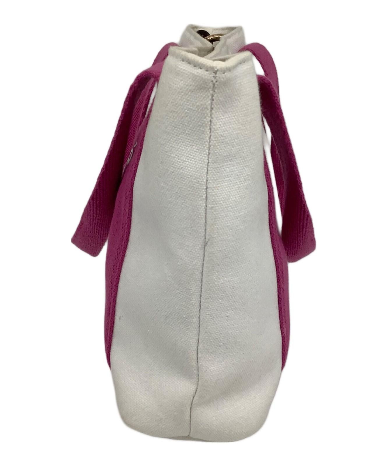 Chloe Hand Bag Tote Purse 2way Cotton White Pink Authentic