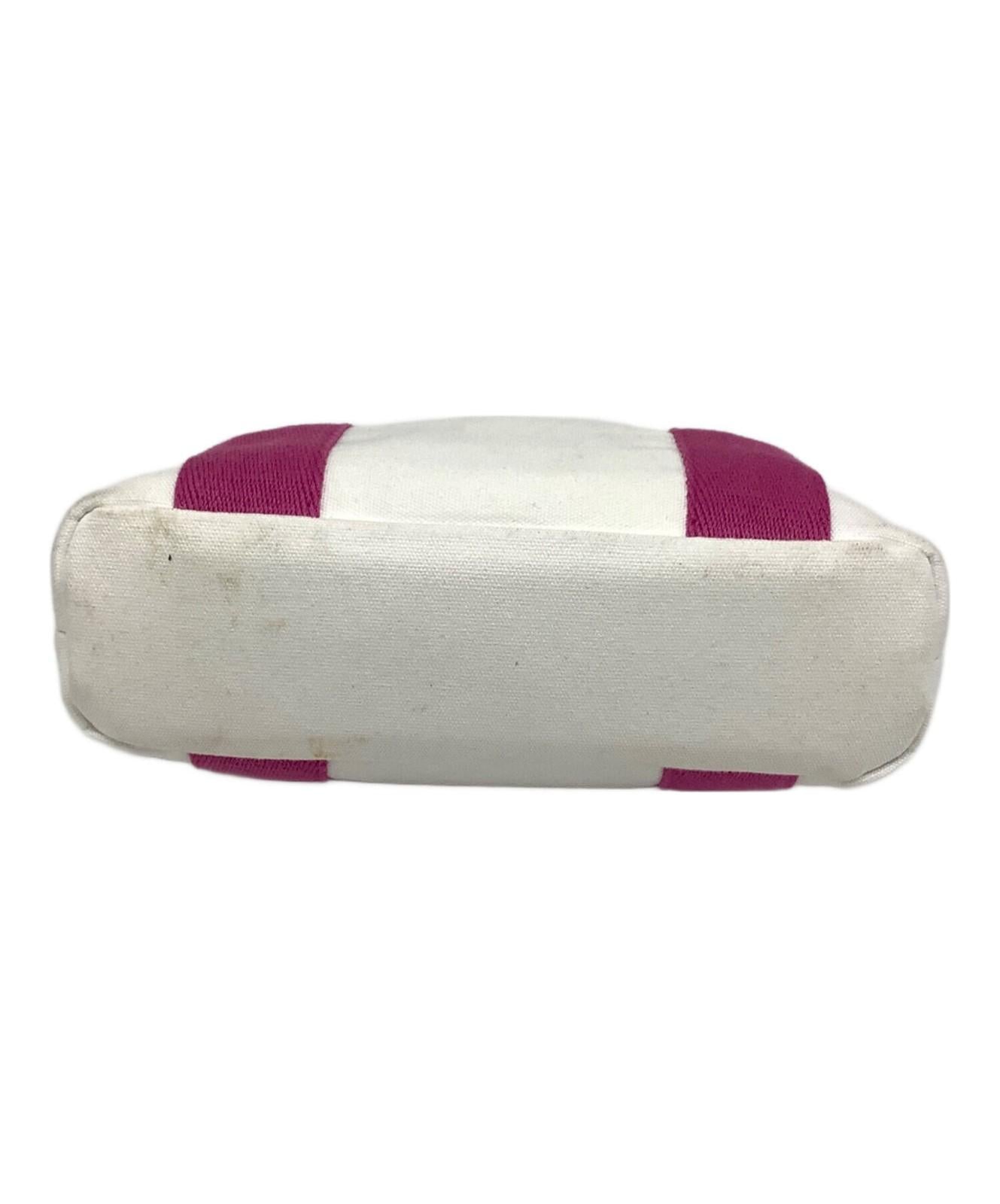 Chloe Hand Bag Tote Purse 2way Cotton White Pink Authentic